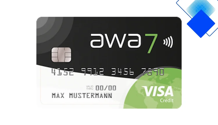 awa7 Kreditkarte ohne Jahresgebühr, nachhaltig mit Waldschutz und weltweit gebührenfrei in Österreich