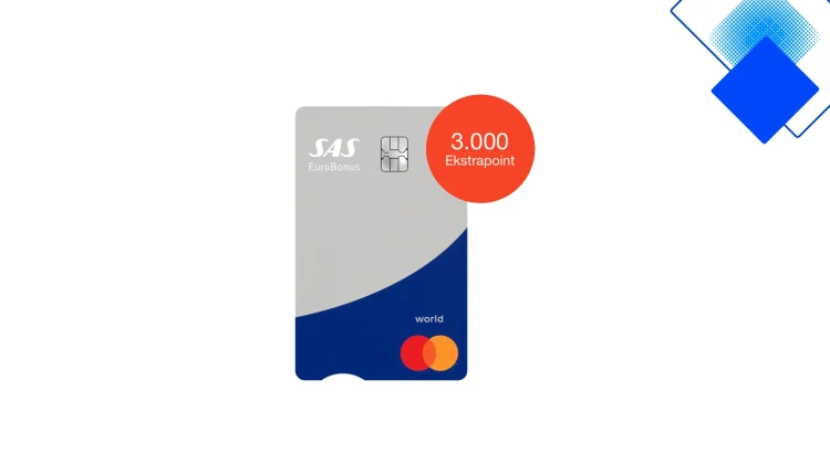 Optjen 3.000 Ekstrapoint med SAS EuroBonus World Mastercard og få halv pris første år