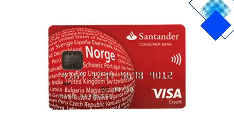 Santander Red Visa kredittkort, ingen årsavgift, 50 dagers rentefrihet og opptil 15 % cashback