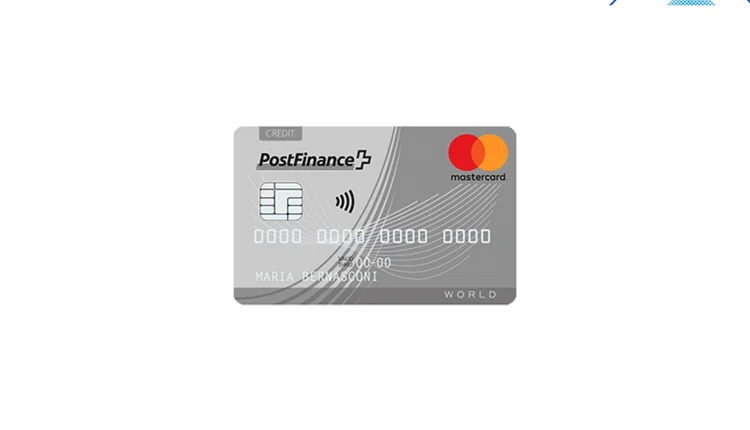 PostFinance Mastercard Standard, Kreditkarte ohne Ausgabelimit mit Cashback, Reiseversicherung und ideal für Online-Einkäufe in der Schweiz